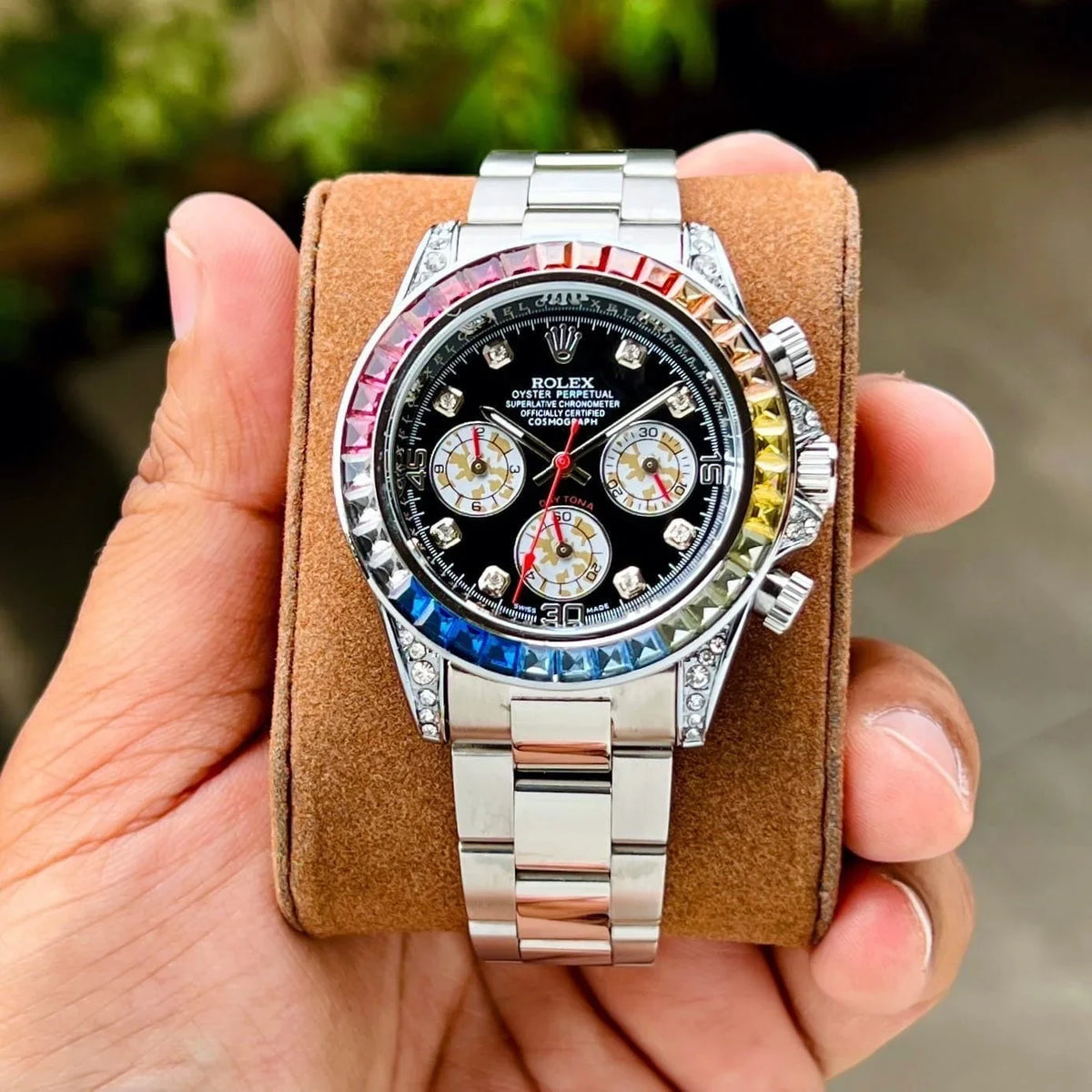 Imported Rolex Rainbow Silver Rolex Watch For Men
