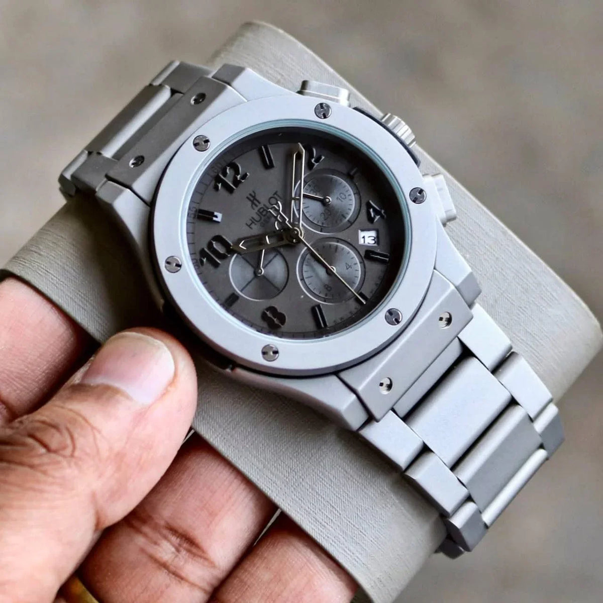 Imported Hublot Silver Chain Chronograph Watch For Men