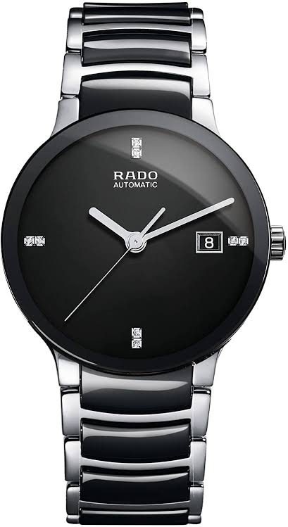 Rado ceramic silver chain black dial men's analog watch