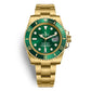 Rolex submariner date oster full gold with green dial men's watch