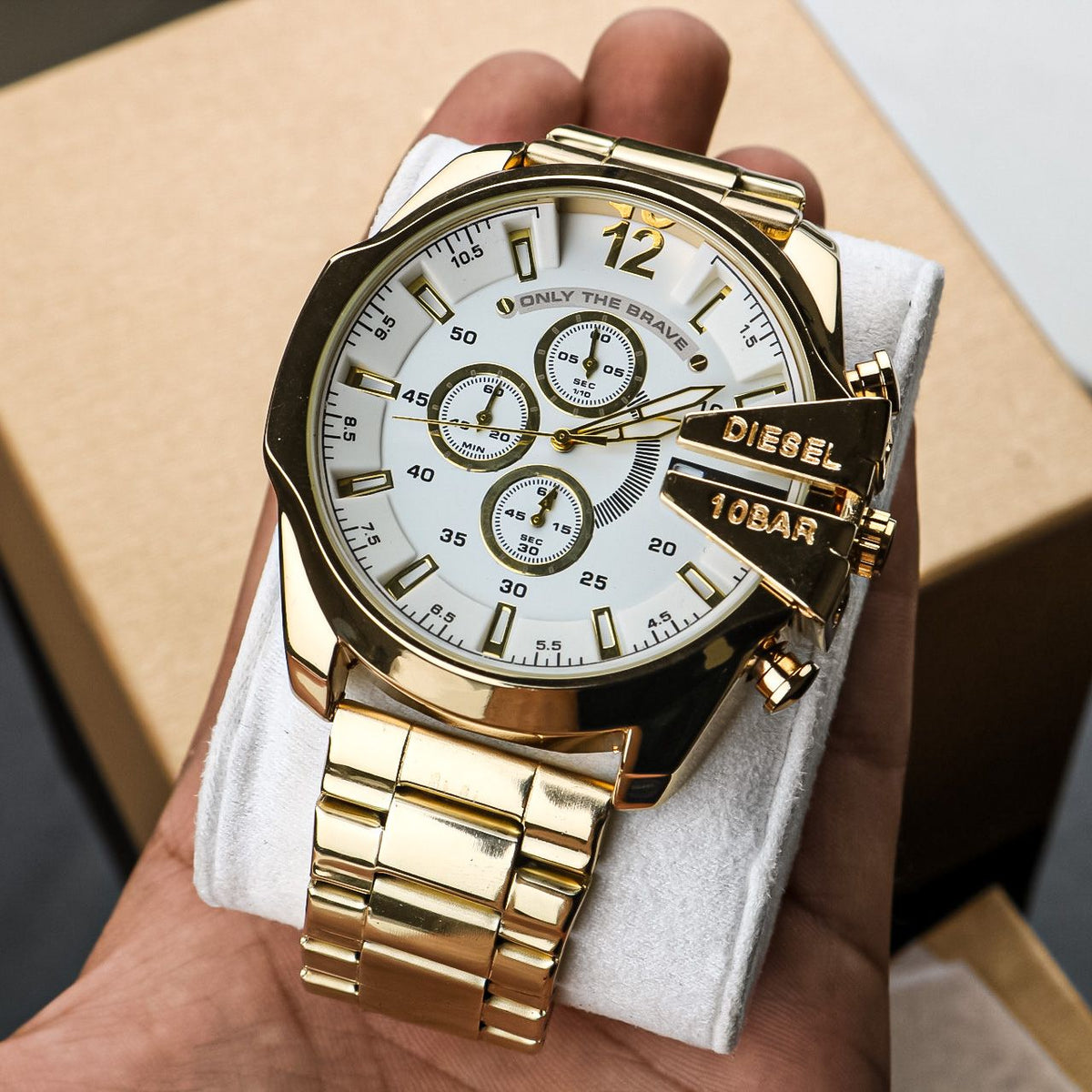 Diesel 10 Bar White dial Chronograph Men's Watch