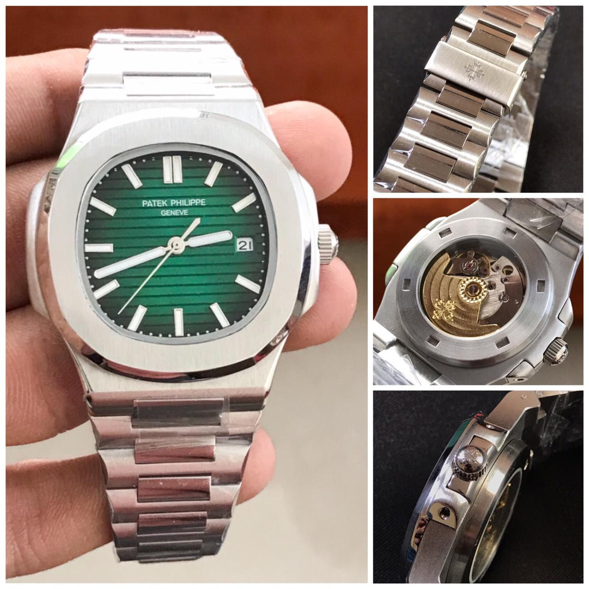 patek Phillipine steel chain automatic movement open machine mens watch