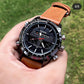 Fossil Digital Analog Silver Dial leather belt watch for men's