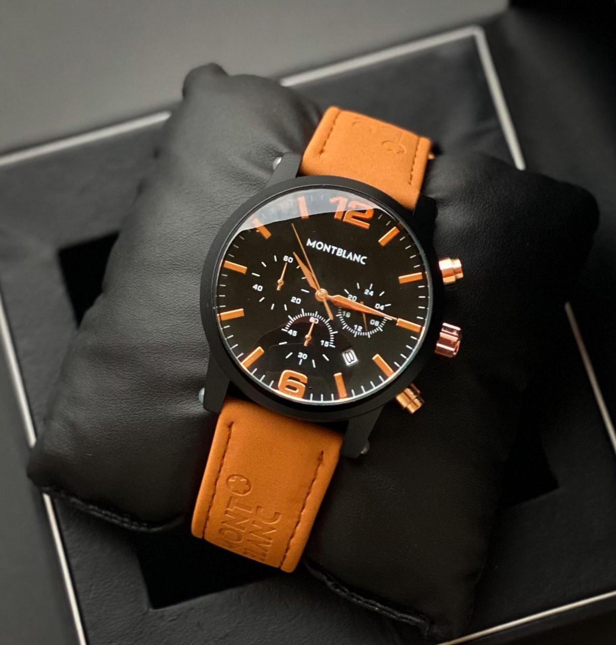 Mont Blanc Black dial leather belt men's Analog Watch
