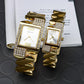 Gucci couple watches white dial gold chain
