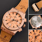 Hublot Chronograph Big Bang Rose gold Dial leather belt men's watch