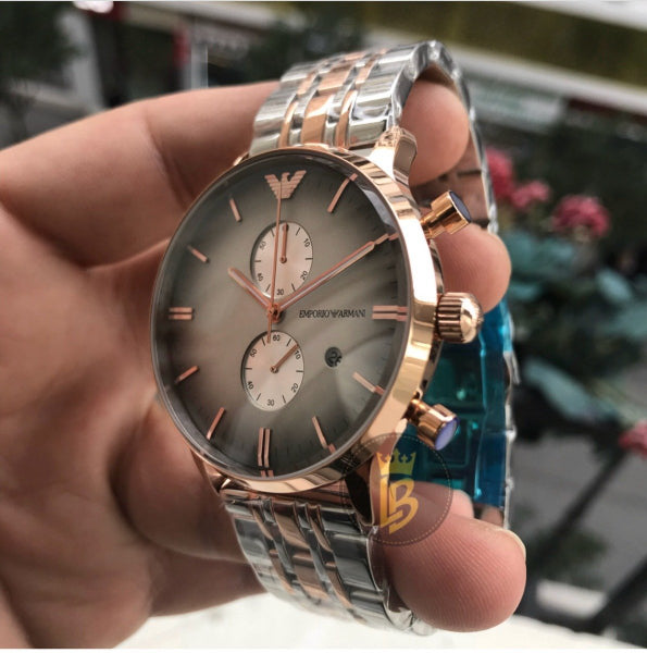 Emporio Armani rose gold stainless steel men's watch