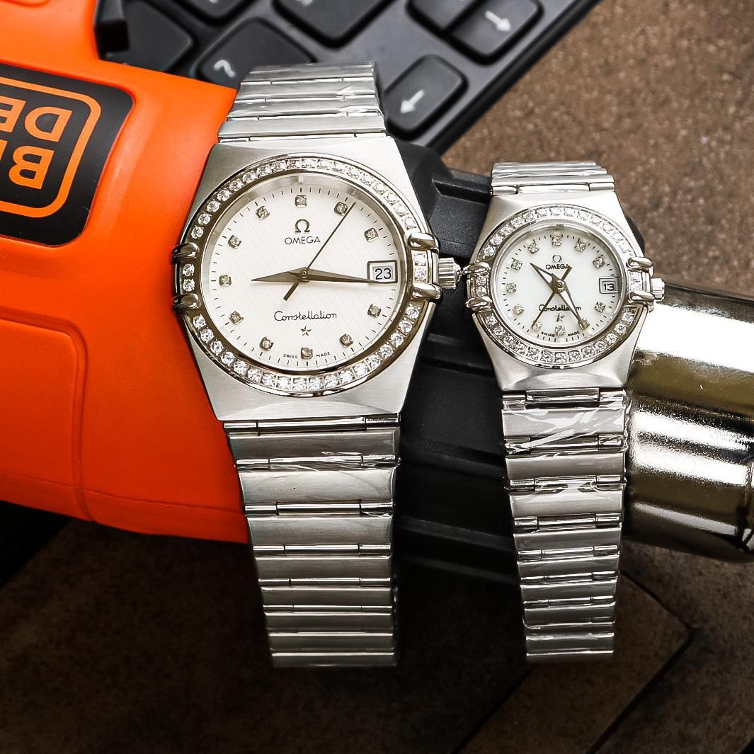 Omega couple watches silver colour
