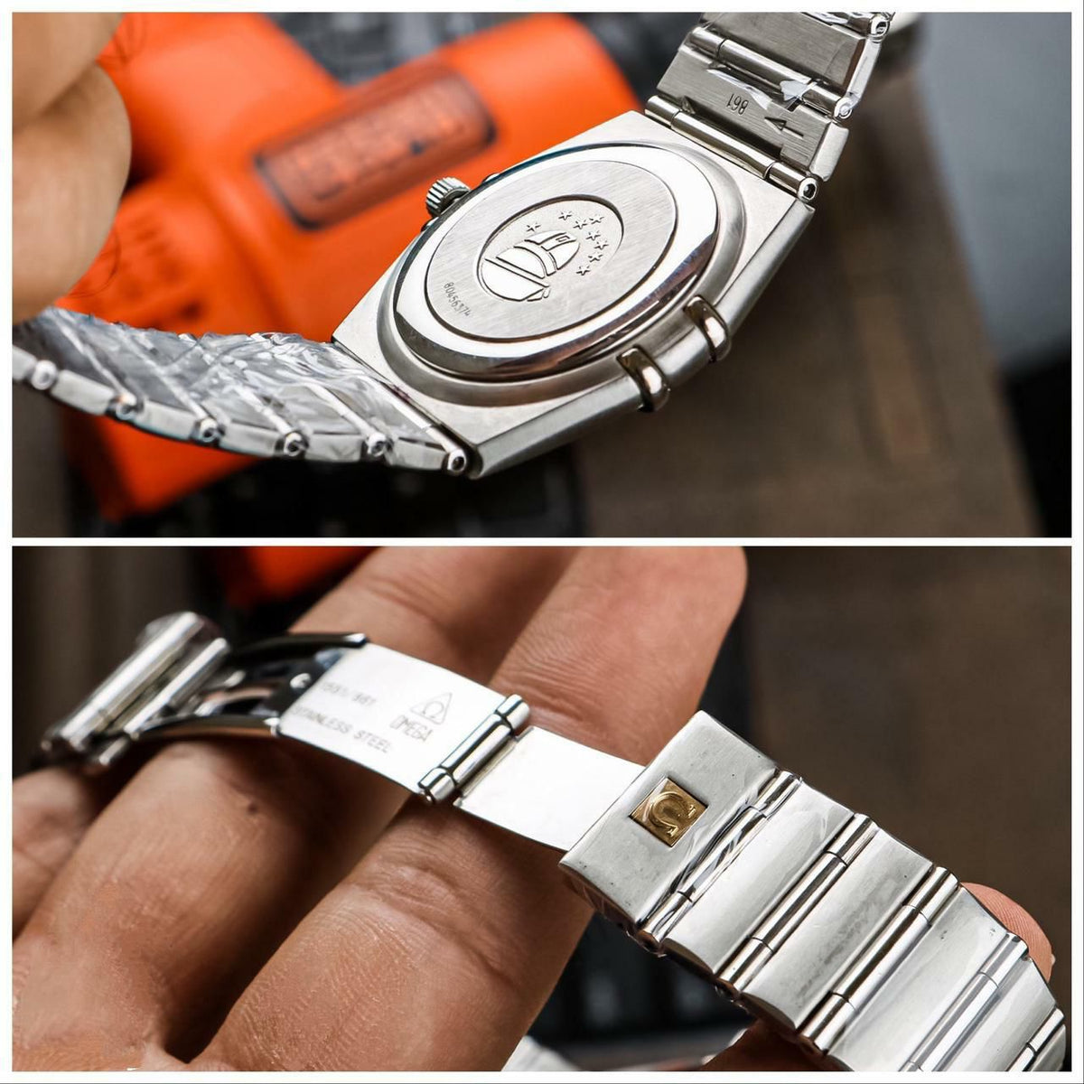 Omega couple watches silver colour