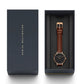 Daniel Wellington brown leather belt black dial watch for ladies