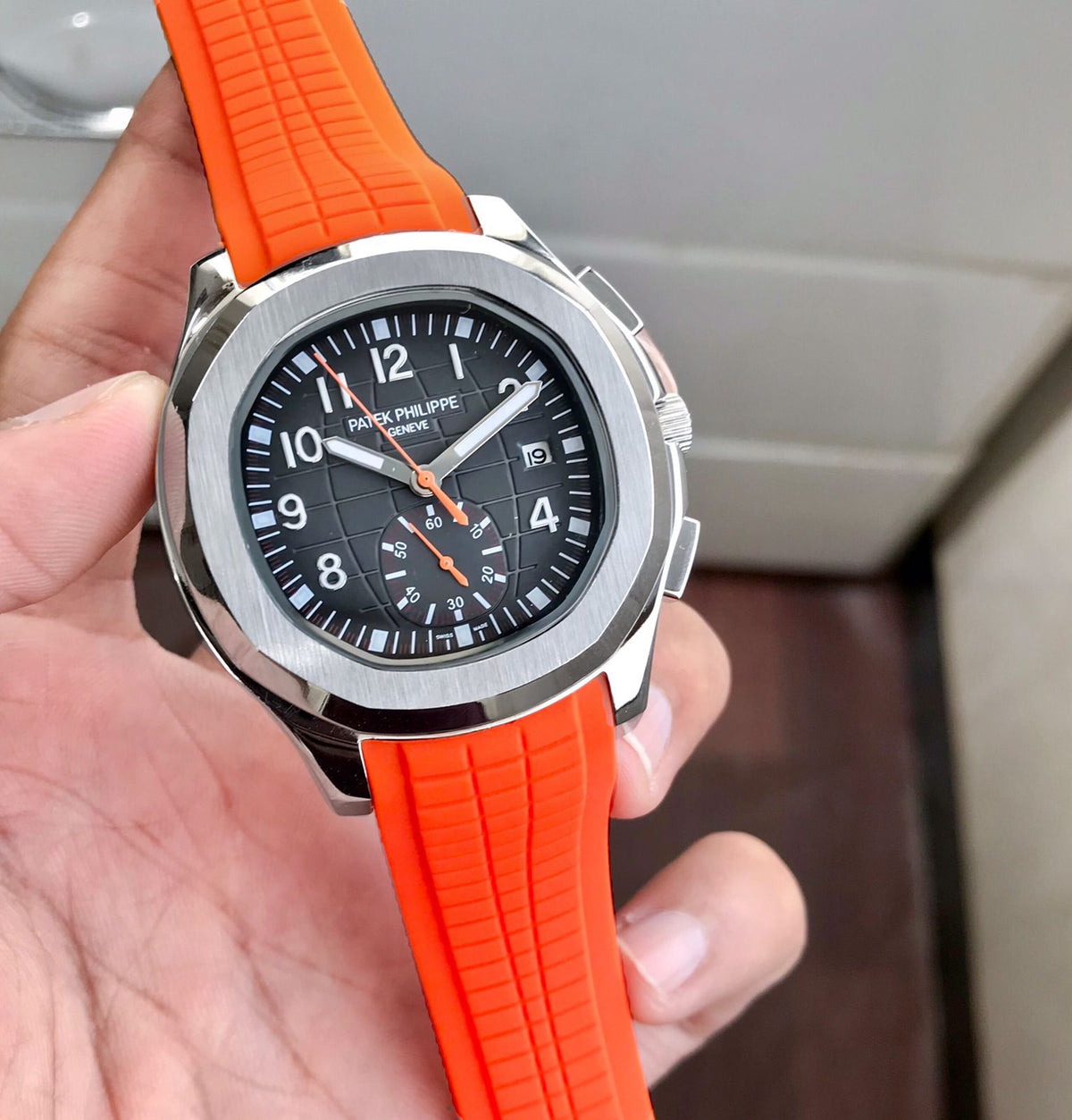 patek philippe aquanaut orange belt men's watch