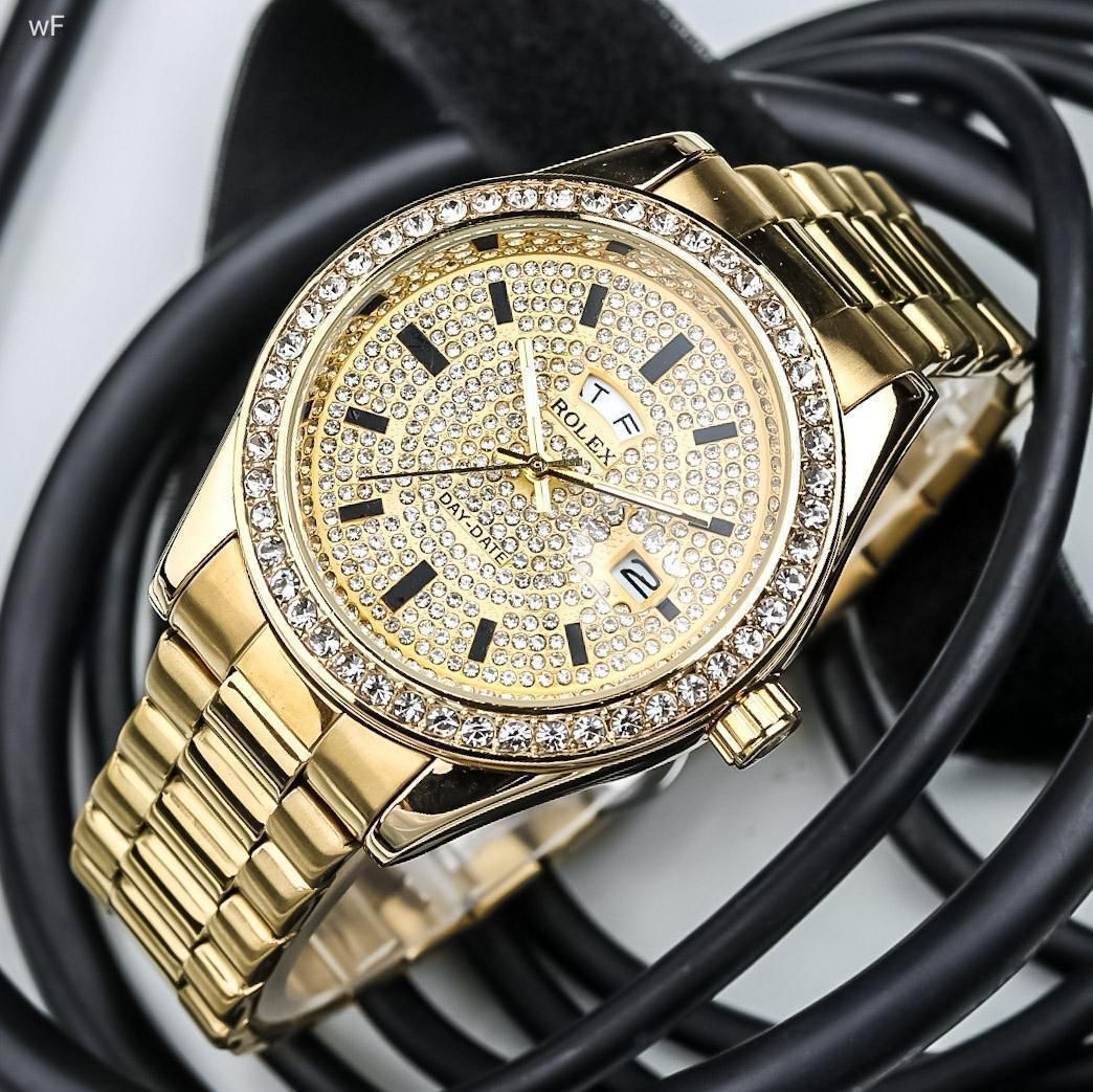 Rolex gold dial men's analog watch