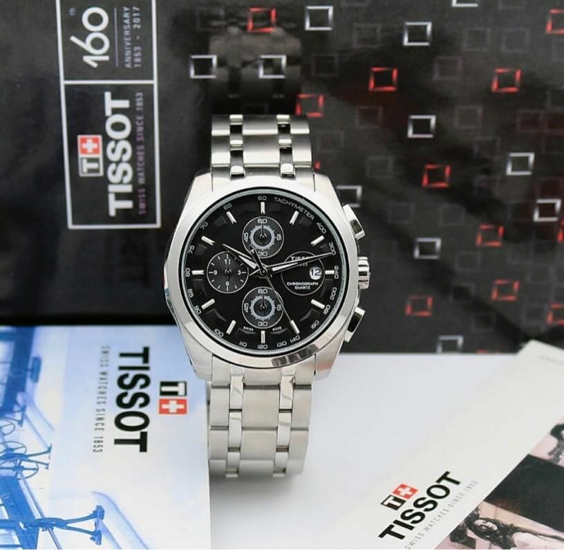 Tissot black chain stainless steel men's watch