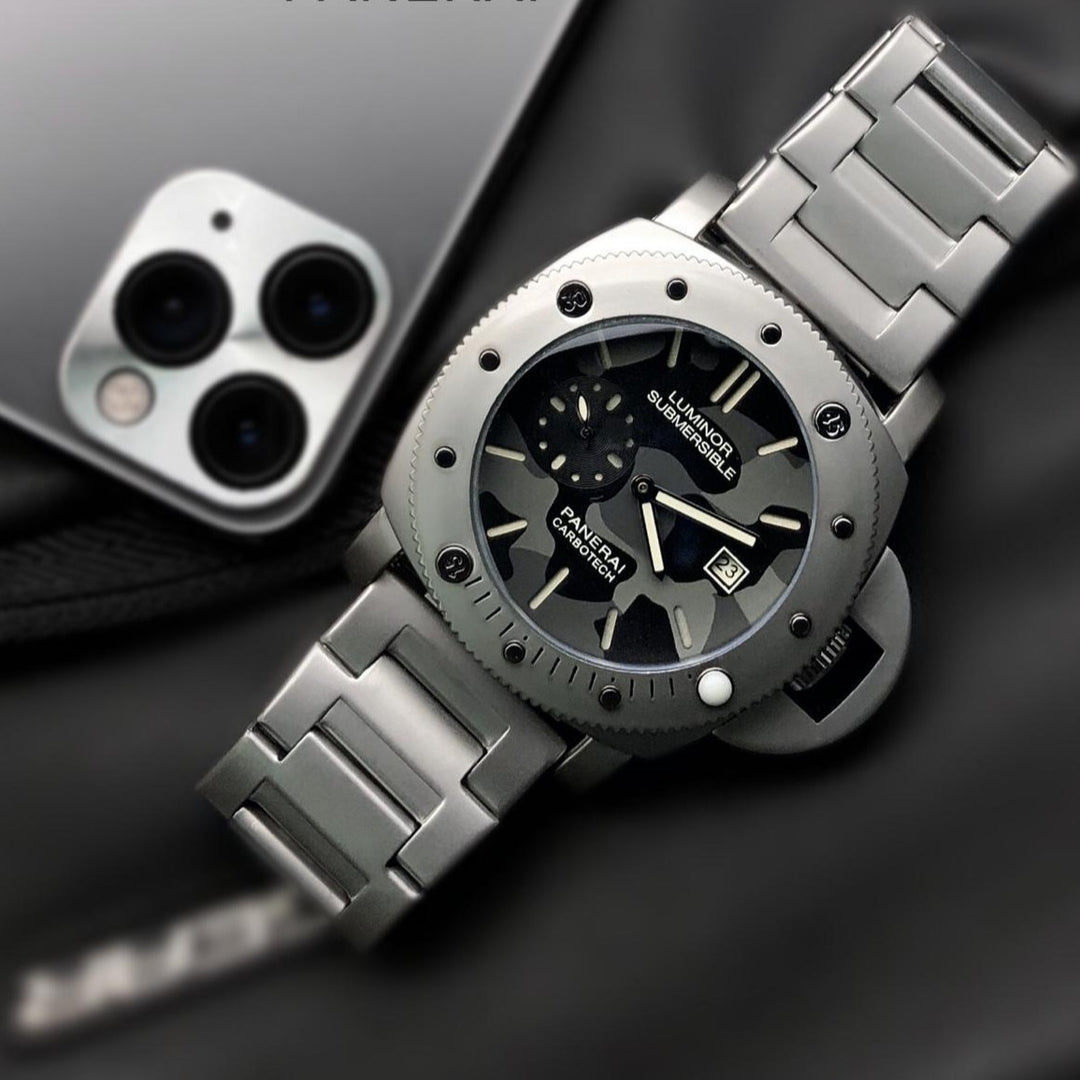 Luminor Submersible [Panerai Carbotech] Lr-111 Multi Color Dial Stainless Steel Chain For Men’s watch