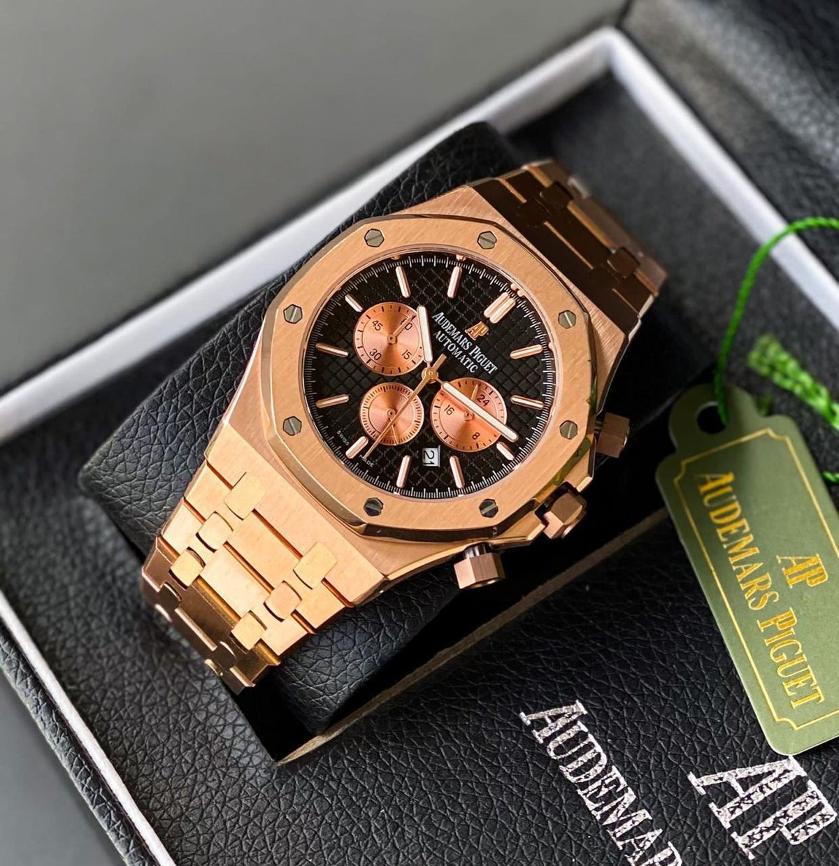 Audemars Piguet Black Dial gold chain men's watch
