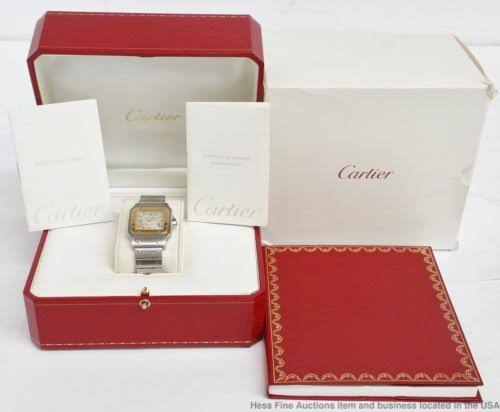 Santos De Cartier Gold dial stainless men's watch