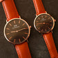 Daniel Wellington leather brown belt couple watches