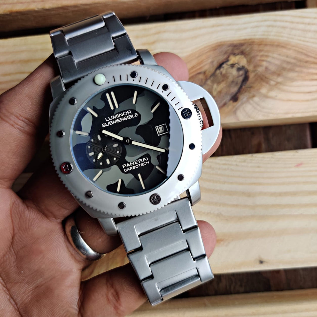 Luminor Submersible [Panerai Carbotech] Lr-111 Multi Color Dial Stainless Steel Chain For Men’s watch