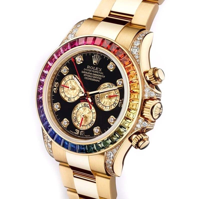 ROLEX DAYTONA RAINBOW WATCH ROSE GOLD MEN'S ANALOG WATCH