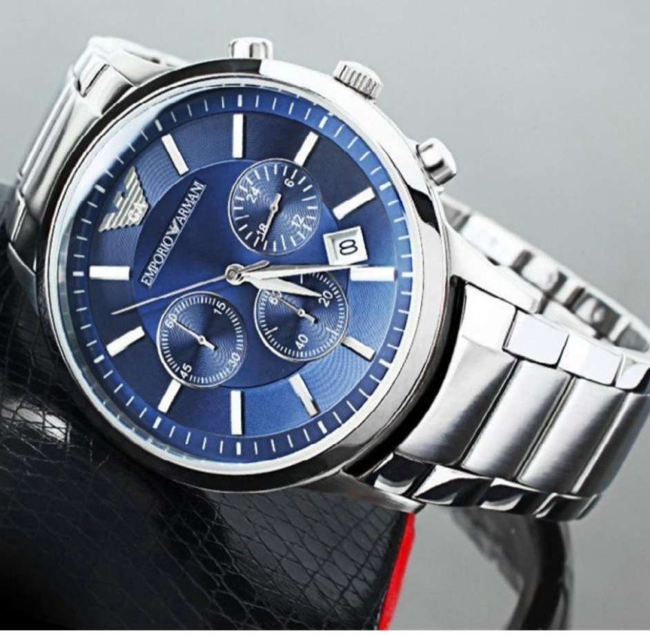 Emporio Armani Blue Dial stainless steel men's analogue watch