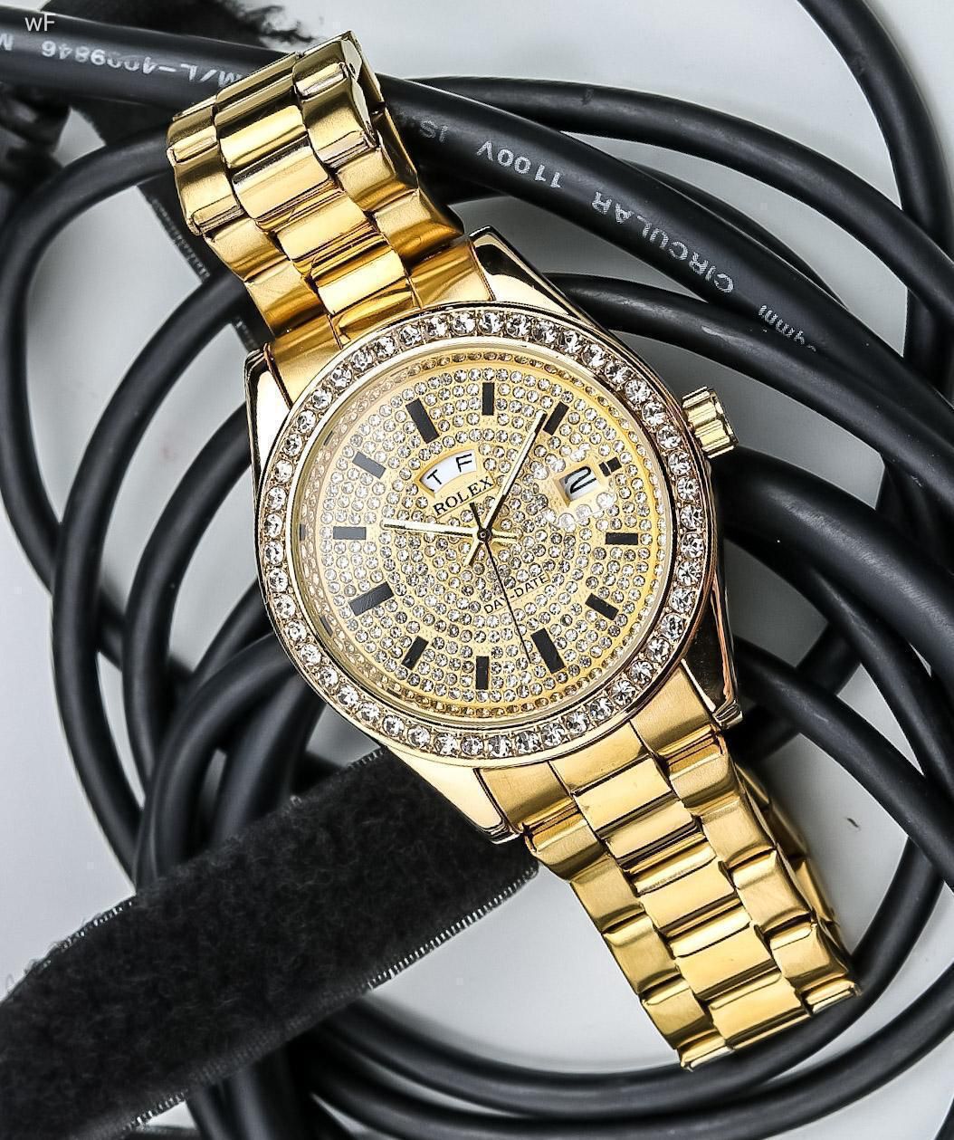 Rolex gold dial men's analog watch