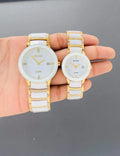 Rado Gold White Ceramic Watch For Couple