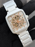 Rado White Dial Ceramic Automatic Open Heart Watch For Men's
