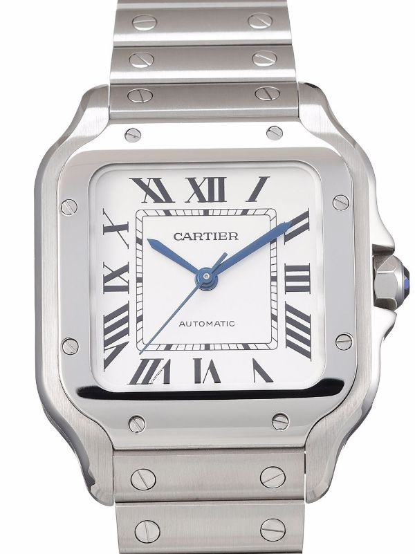 Santos De Cartier Gold dial stainless men's watch