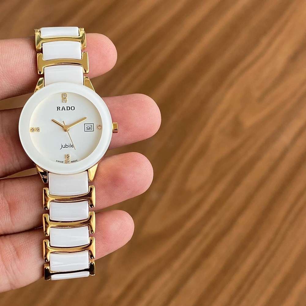 Rado centrix white gold couple watches