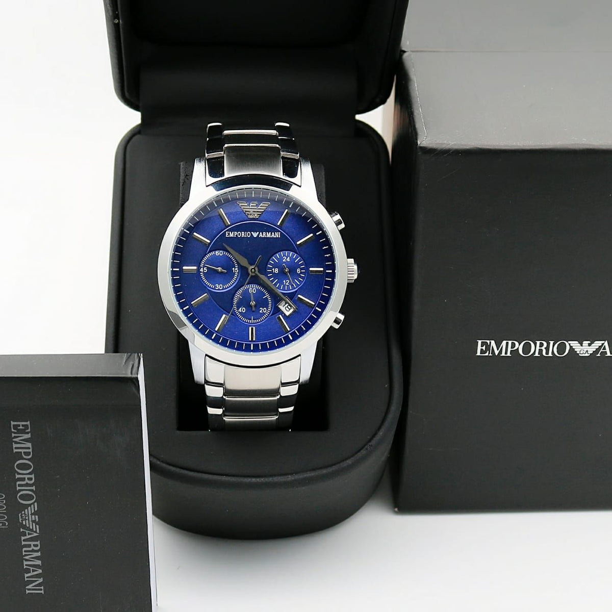 Emporio Armani Blue Dial stainless steel men's analogue watch