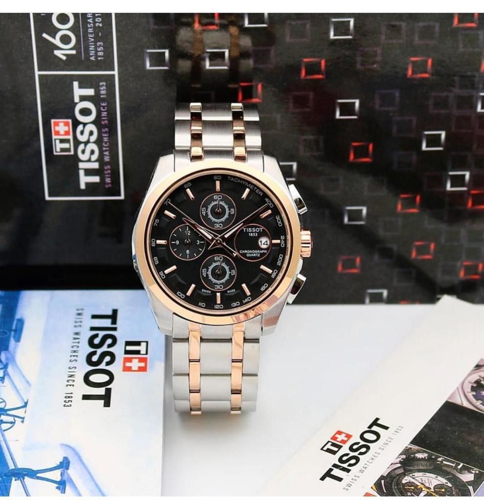 Tissot black chain stainless steel men's watch