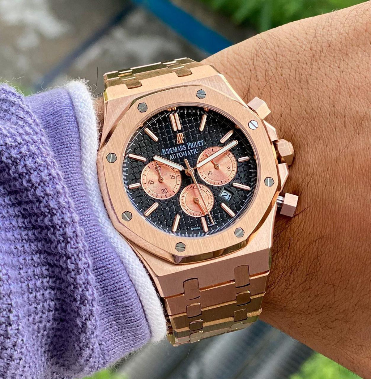 Audemars Piguet Black Dial gold chain men's watch
