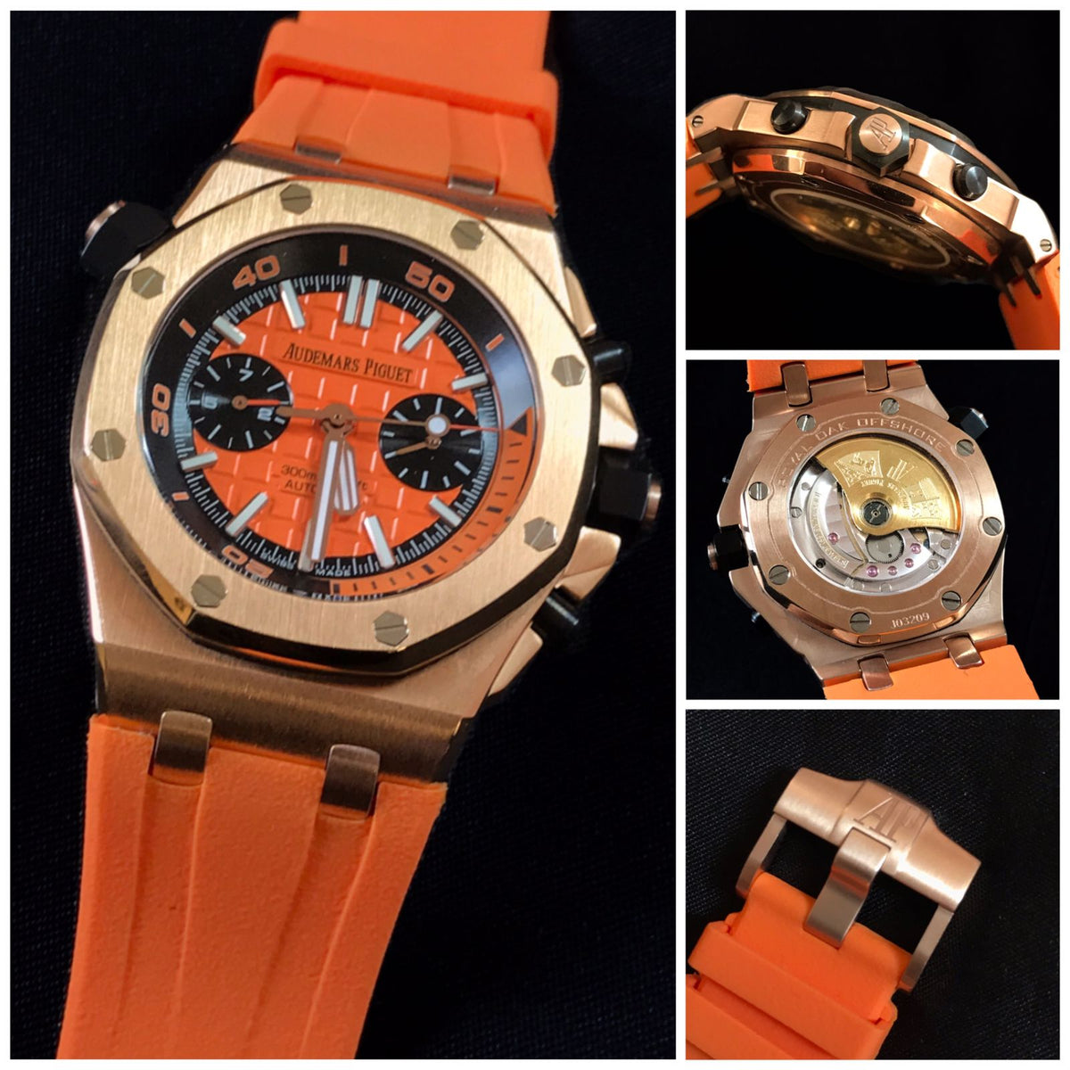 Audemars Piguet orange belt automatic movement watch for mens