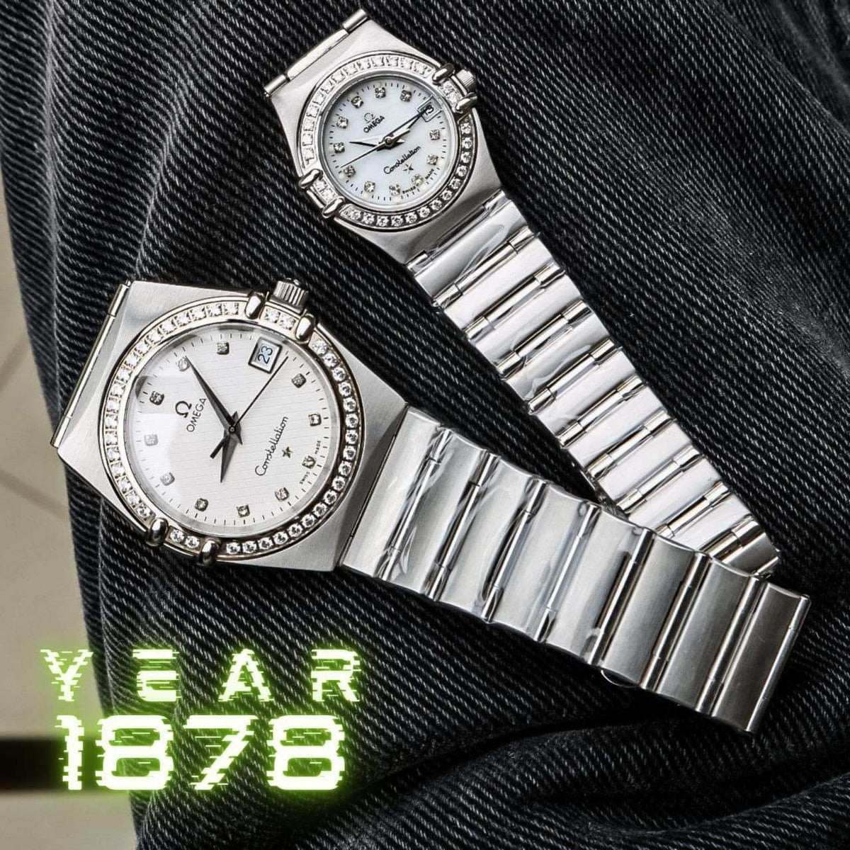 Omega couple watches silver colour