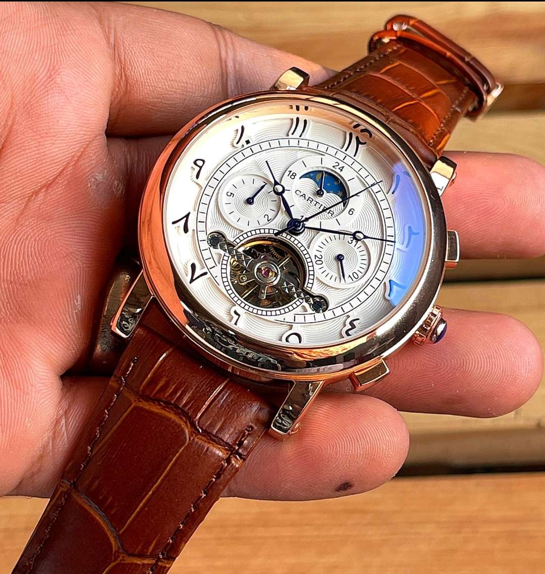 Cartier Arabic Tourbillion Classic Leather Belt watch for men's