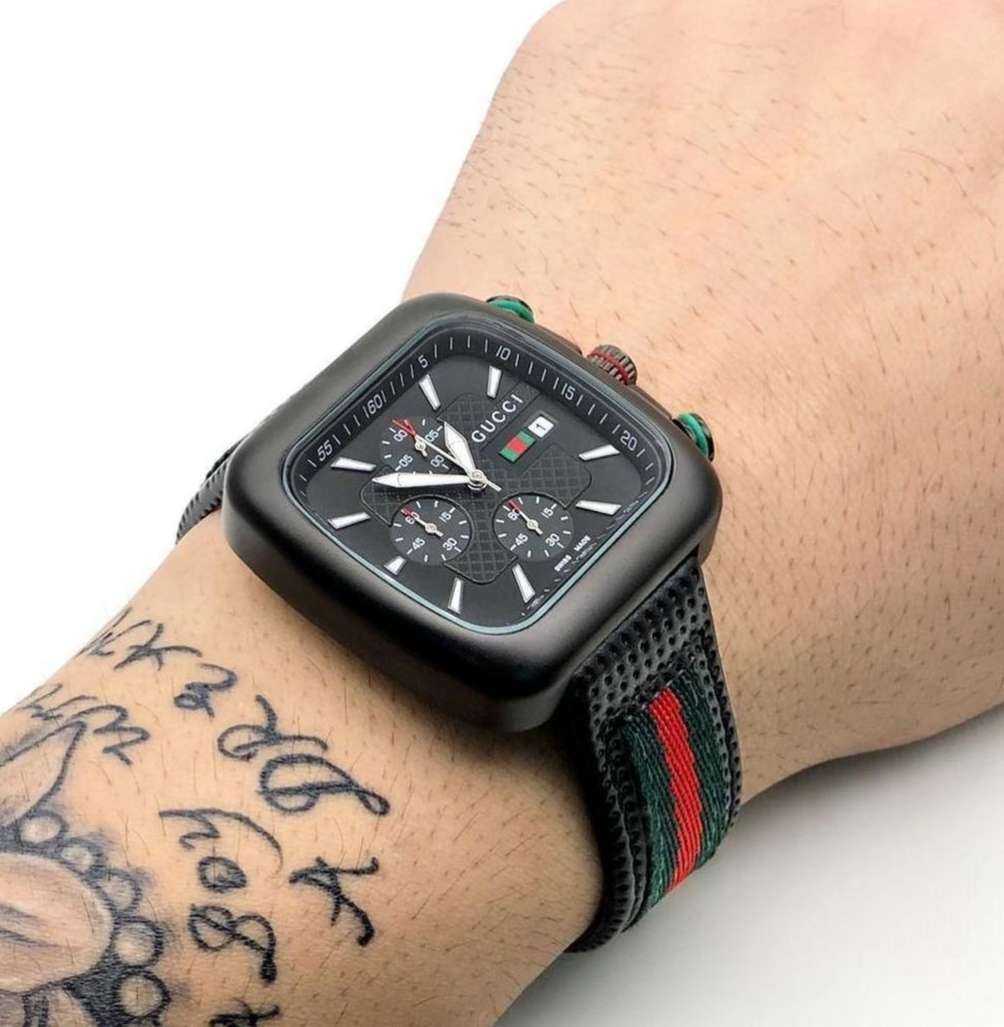 Gucci Chronograph Black Dial red Belt watch for men's