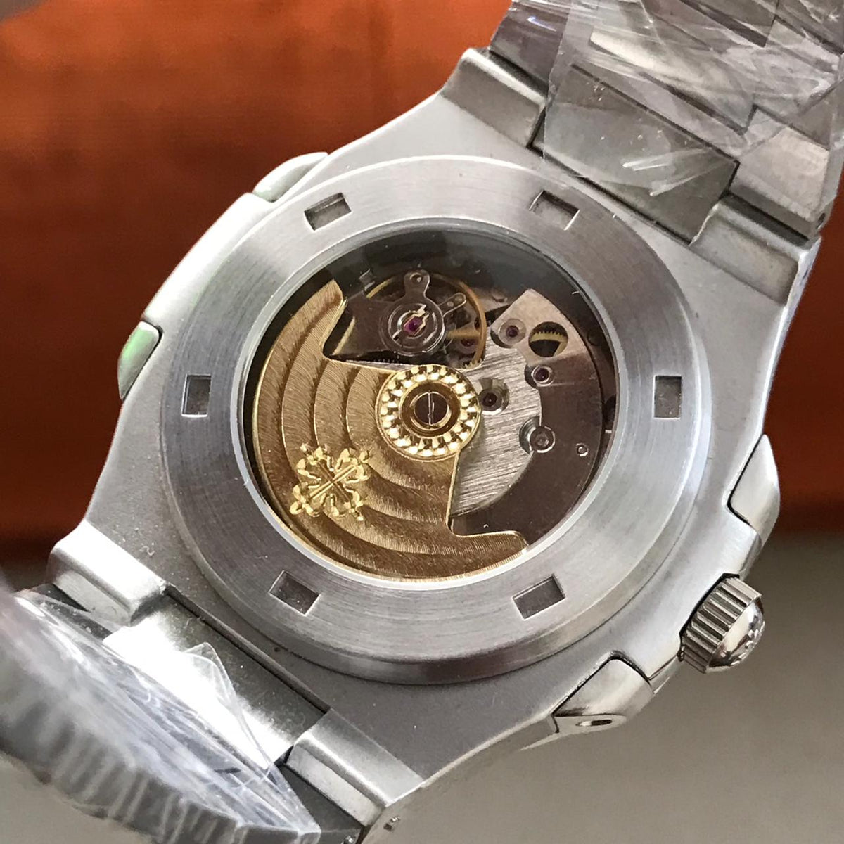 patek Phillipine steel chain automatic movement open machine mens watch
