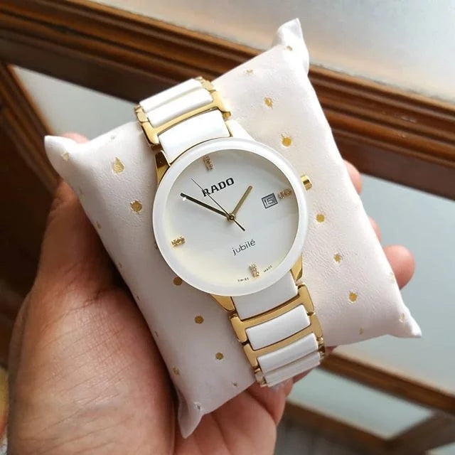 Rado centrix white gold couple watches