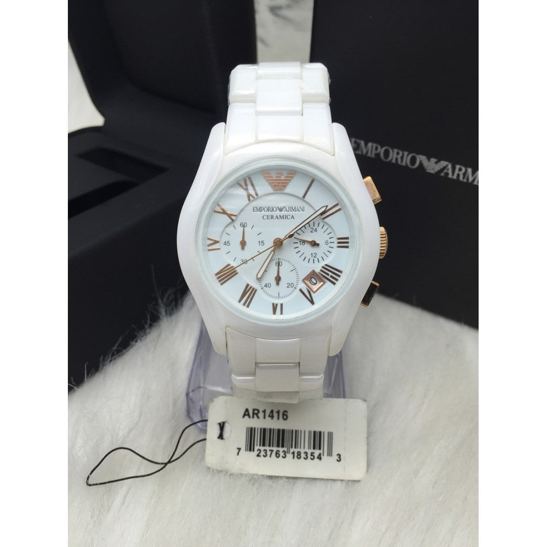 Emporio Armani White Ceramic copper dial men's ceramic watch