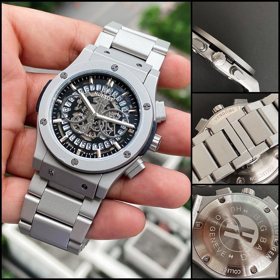 Hublot classic fusion silver matte men's stainless steel watch