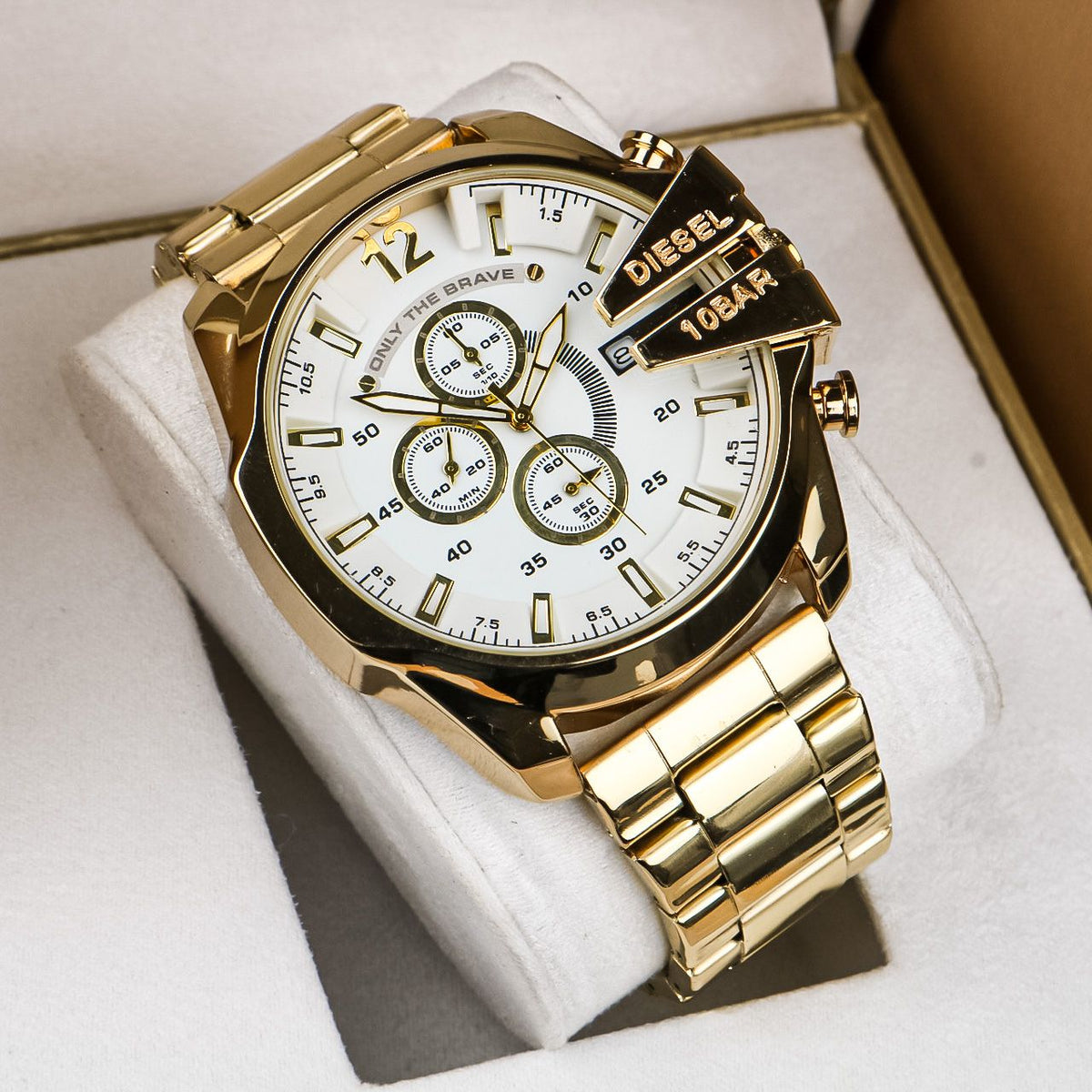 Diesel 10 Bar White dial Chronograph Men's Watch