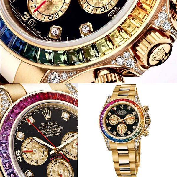 ROLEX DAYTONA RAINBOW WATCH ROSE GOLD MEN'S ANALOG WATCH