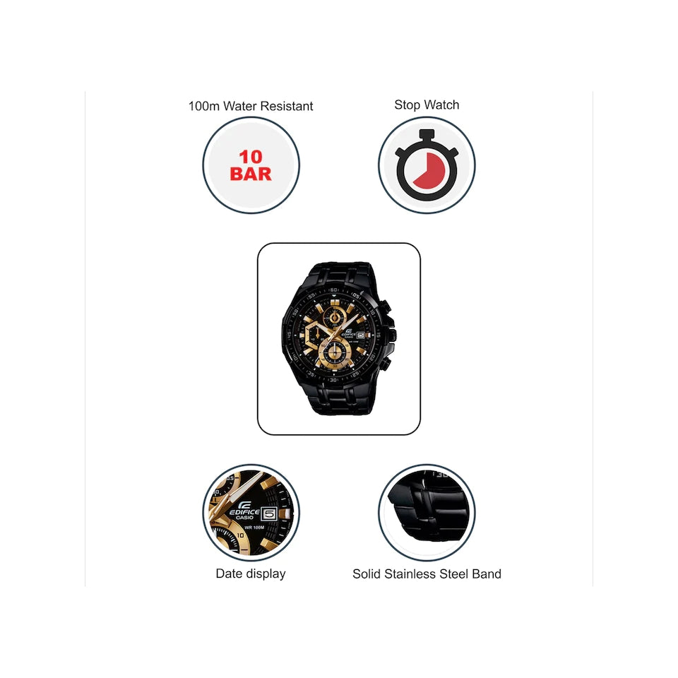 Edific Black dial stainless men's analog watch