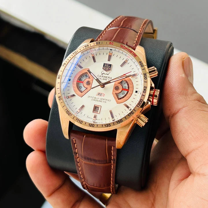 Tag Heuer Automatic White Dial Leather Belt Men's Watch